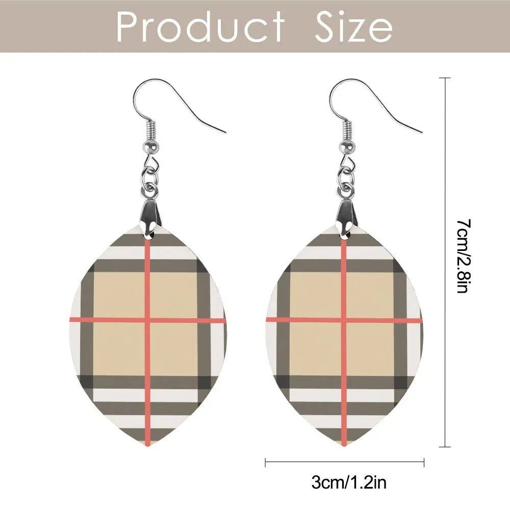 Tartan Wooden Apricot Earring - Piryoung Shop