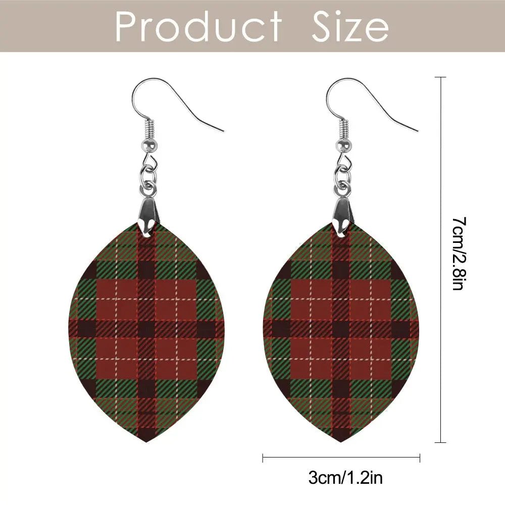 Tartan Wooden Apricot Earring - Piryoung Shop