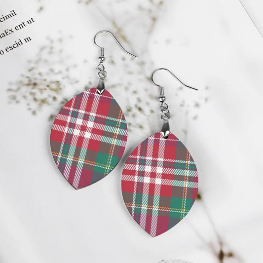 Tartan Wooden Apricot Earring - Piryoung Shop