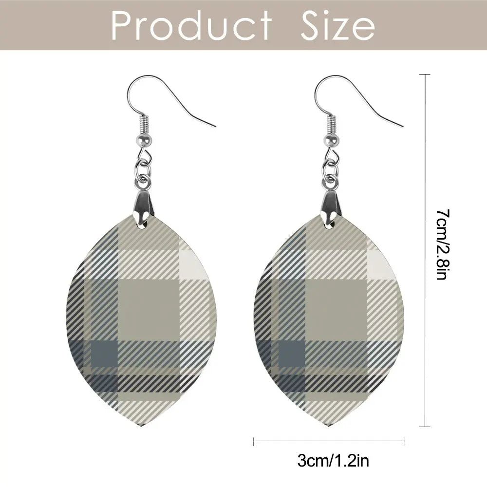 Tartan Wooden Apricot Earring - Piryoung Shop