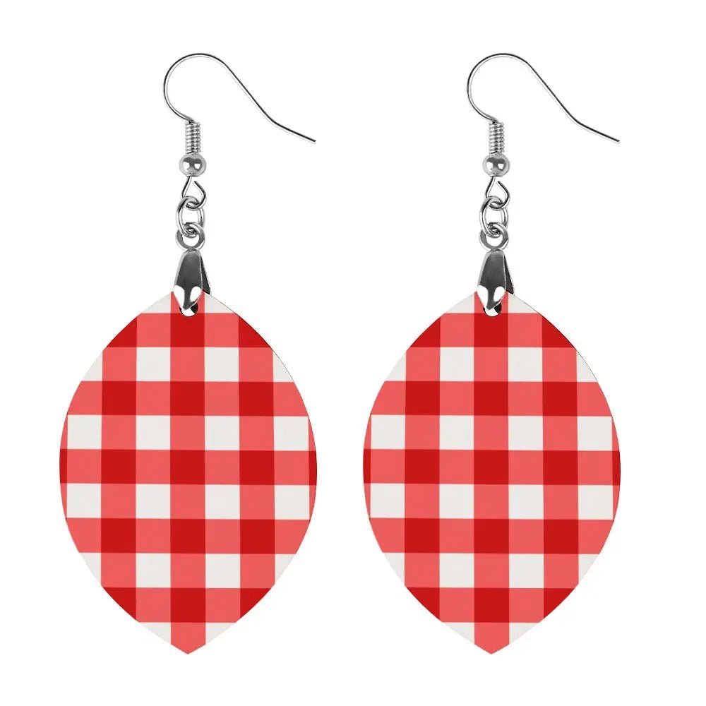 Tartan Wooden Apricot Earring - Piryoung Shop