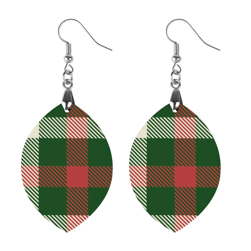 Tartan Wooden Apricot Earring - Piryoung Shop