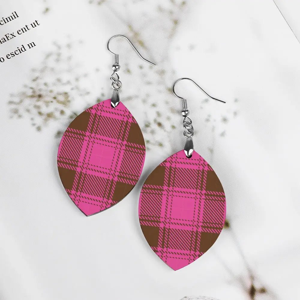 Tartan Wooden Apricot Earring - Piryoung Shop