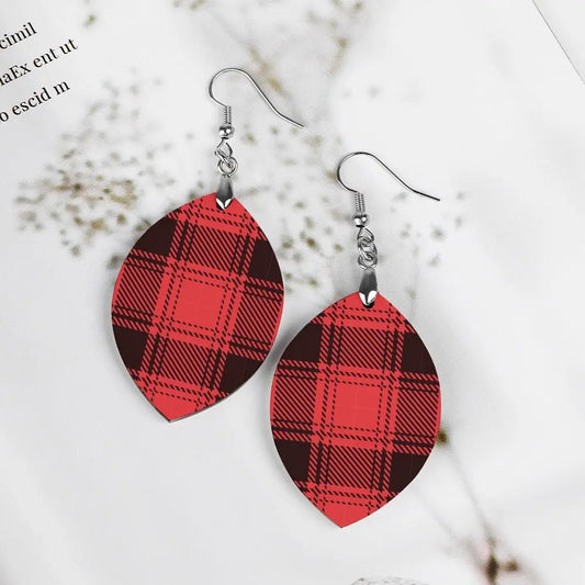 Tartan Wooden Apricot Earring - Piryoung Shop