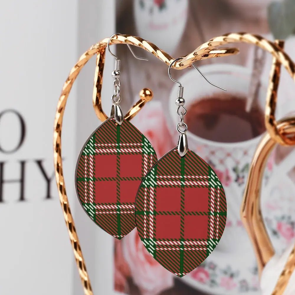 Tartan Wooden Apricot Earring - Piryoung Shop