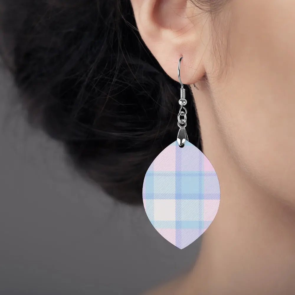 Tartan Wooden Apricot Earring - Piryoung Shop