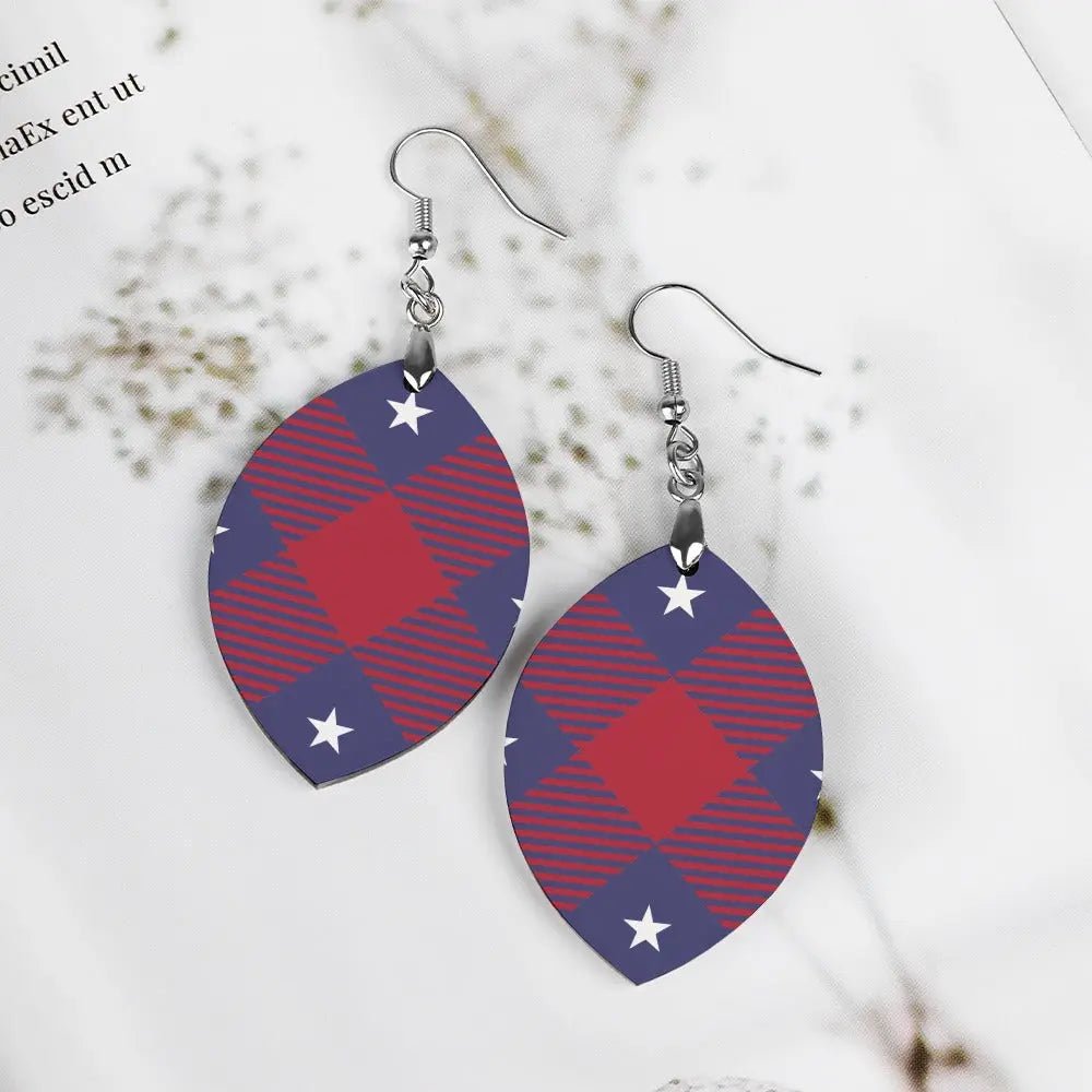 Tartan Wooden Apricot Earring - Piryoung Shop
