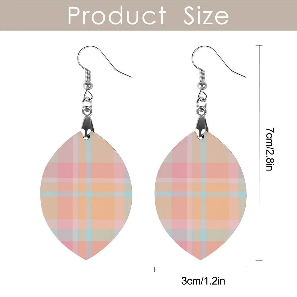 Tartan Wooden Apricot Earring - Piryoung Shop