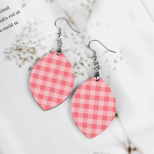 Tartan Wooden Apricot Earring - Piryoung Shop
