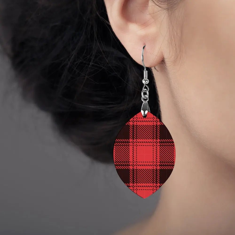 Tartan Wooden Apricot Earring - Piryoung Shop