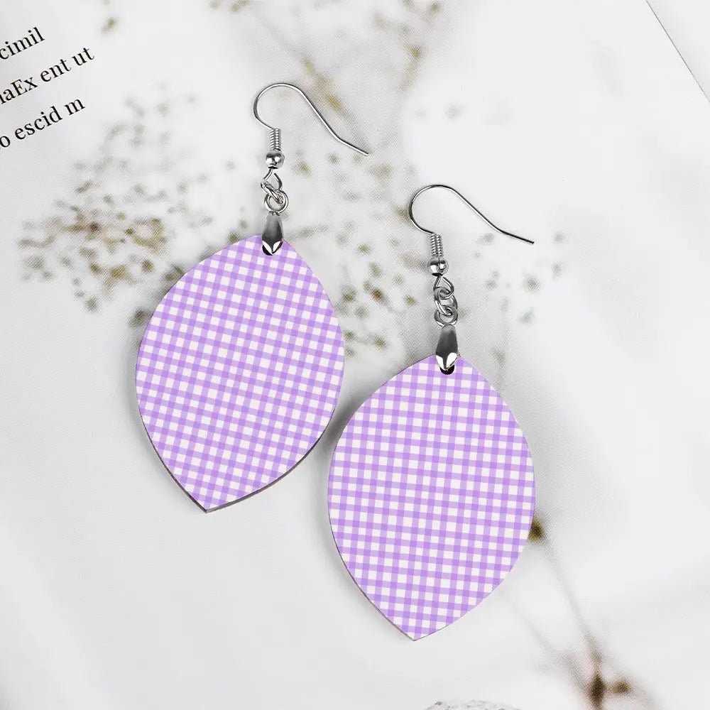 Tartan Wooden Apricot Earring - Piryoung Shop