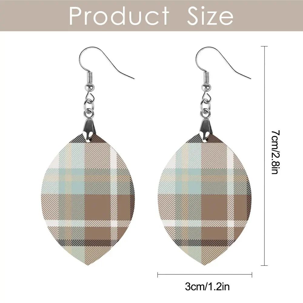 Tartan Wooden Apricot Earring - Piryoung Shop