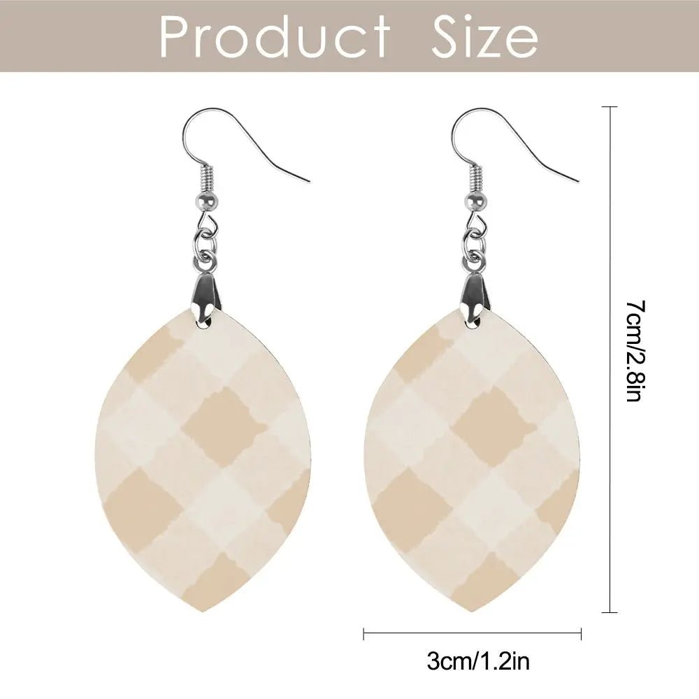Tartan Wooden Apricot Earring - Piryoung Shop