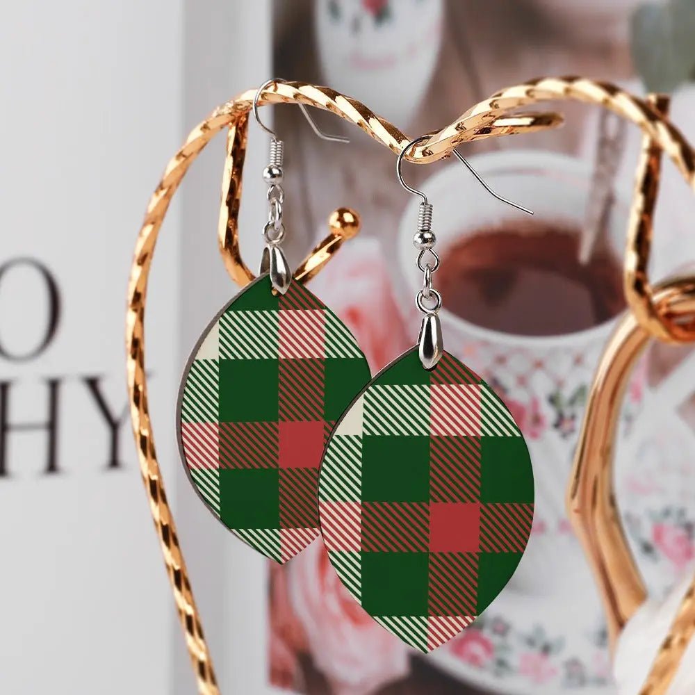 Tartan Wooden Apricot Earring - Piryoung Shop