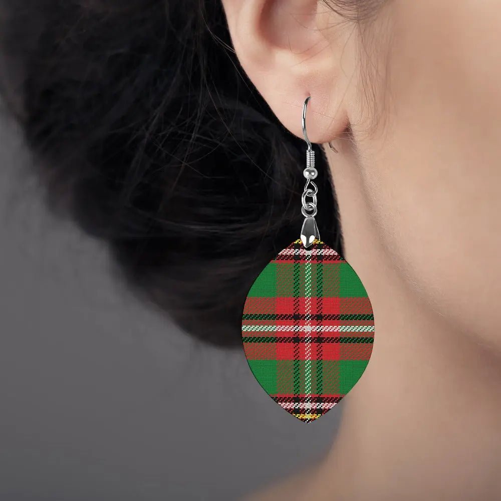Tartan Wooden Apricot Earring - Piryoung Shop