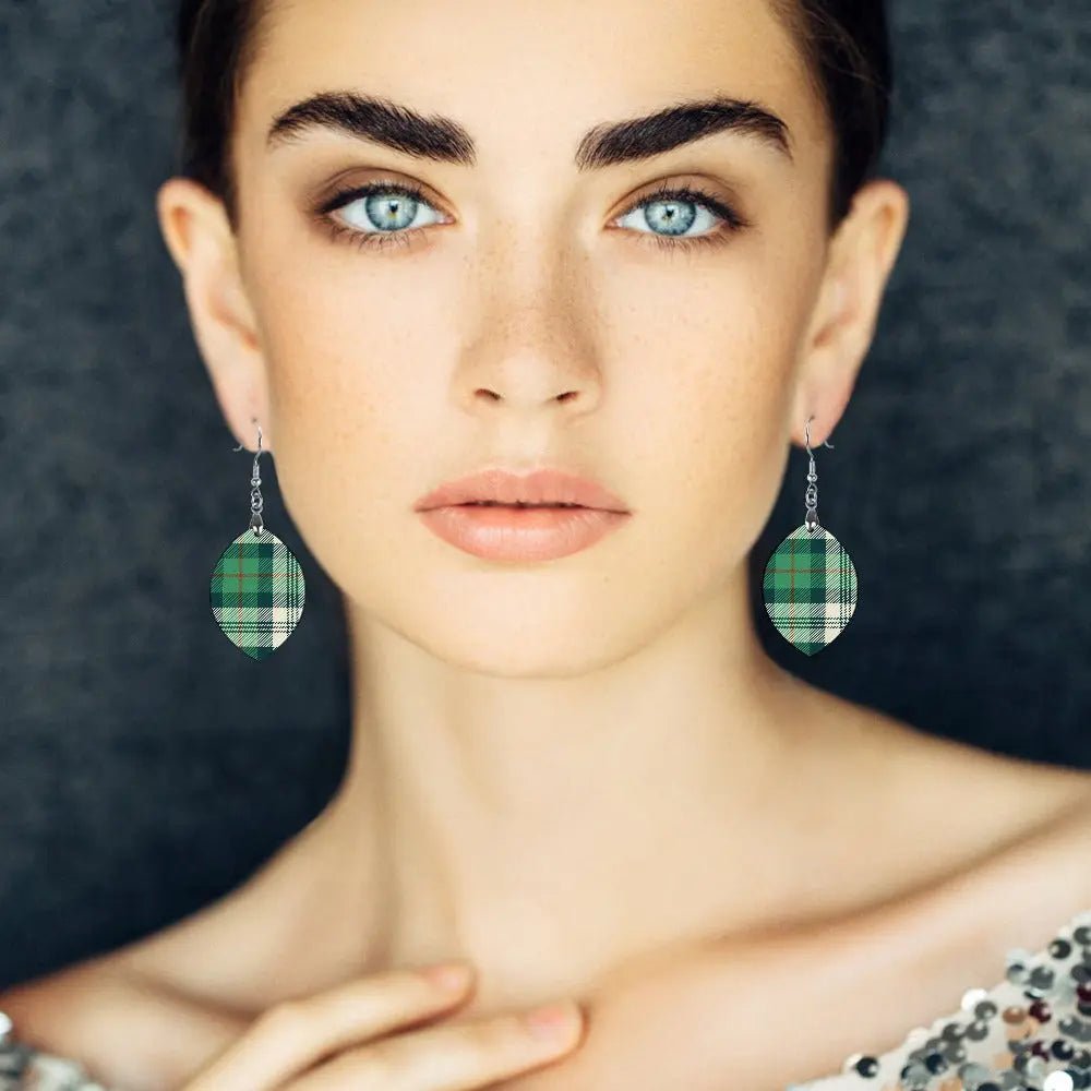 Tartan Wooden Apricot Earring - Piryoung Shop