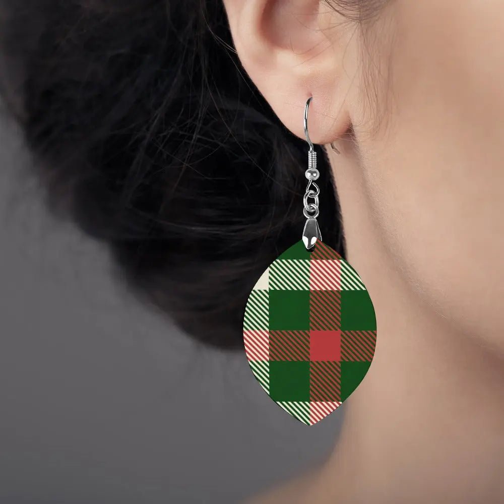 Tartan Wooden Apricot Earring - Piryoung Shop