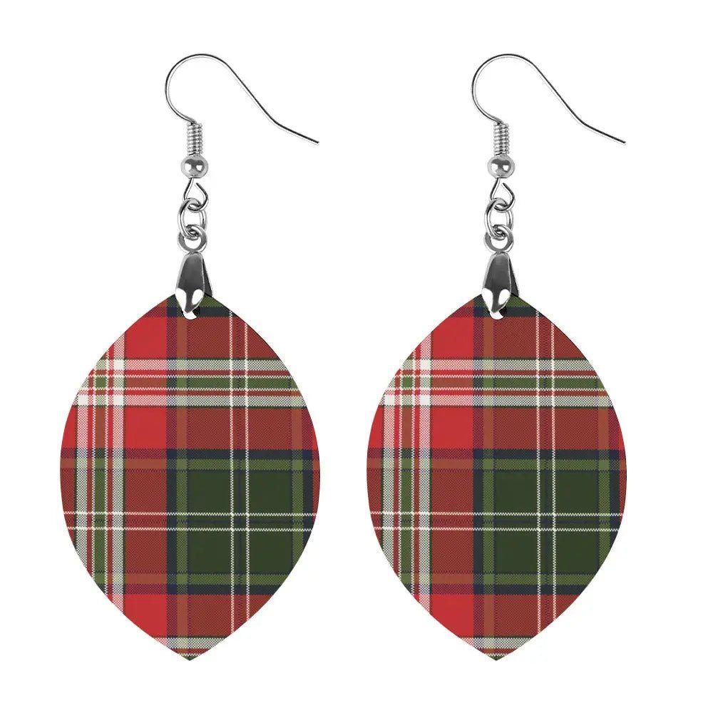 Tartan Wooden Apricot Earring - Piryoung Shop