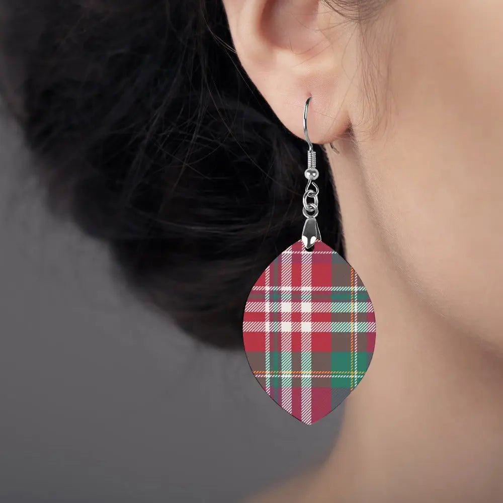Tartan Wooden Apricot Earring - Piryoung Shop