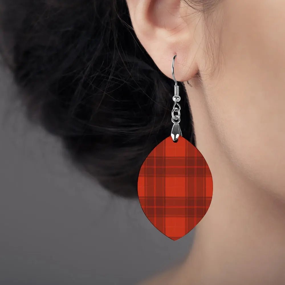 Tartan Wooden Apricot Earring - Piryoung Shop