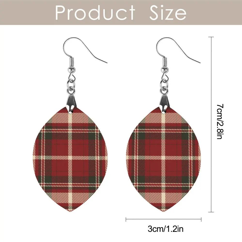 Tartan Wooden Apricot Earring - Piryoung Shop