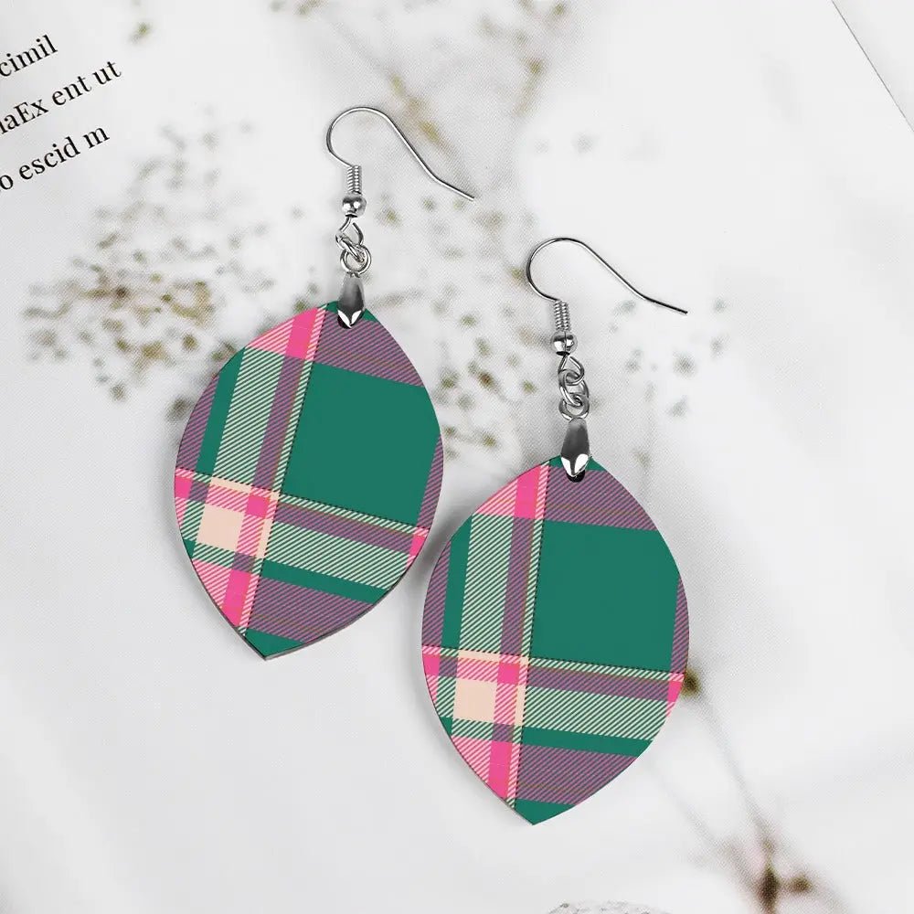 Tartan Wooden Apricot Earring - Piryoung Shop
