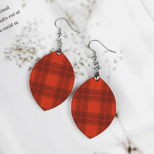 Tartan Wooden Apricot Earring - Piryoung Shop