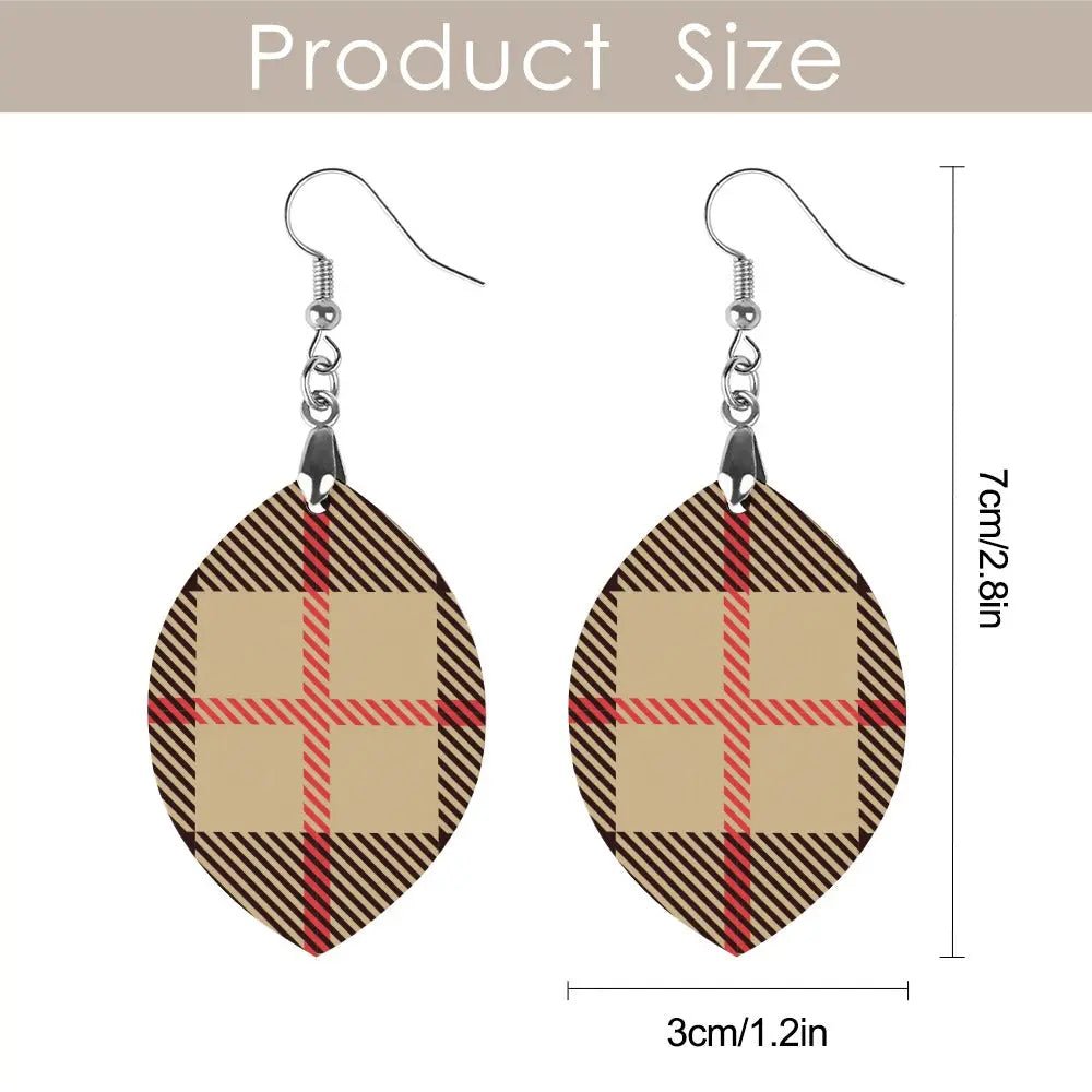 Tartan Wooden Apricot Earring - Piryoung Shop