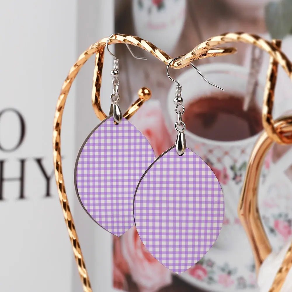 Tartan Wooden Apricot Earring - Piryoung Shop