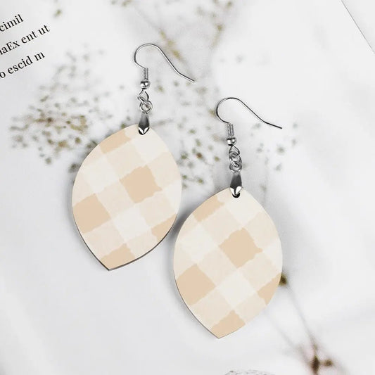 Tartan Wooden Apricot Earring - Piryoung Shop