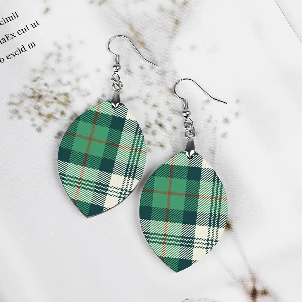 Tartan Wooden Apricot Earring - Piryoung Shop