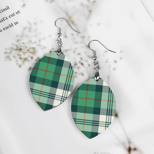 Tartan Wooden Apricot Earring - Piryoung Shop