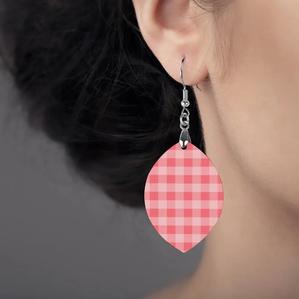 Tartan Wooden Apricot Earring - Piryoung Shop
