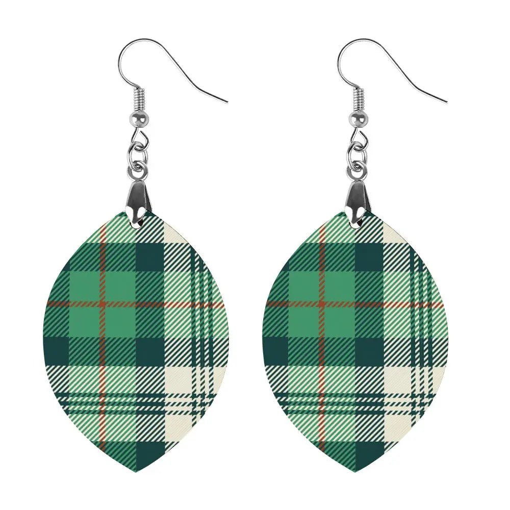 Tartan Wooden Apricot Earring - Piryoung Shop