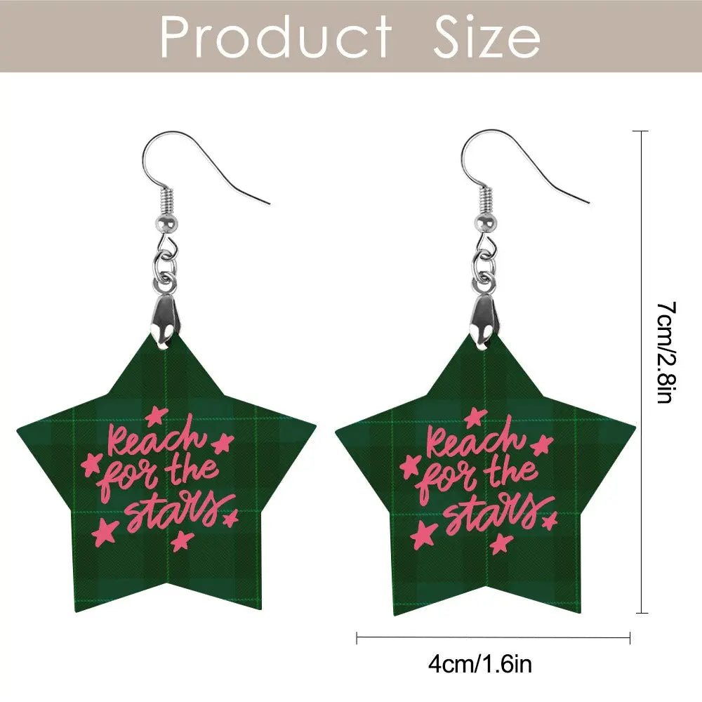 Tartan Wooden Star Earring - Piryoung Shop