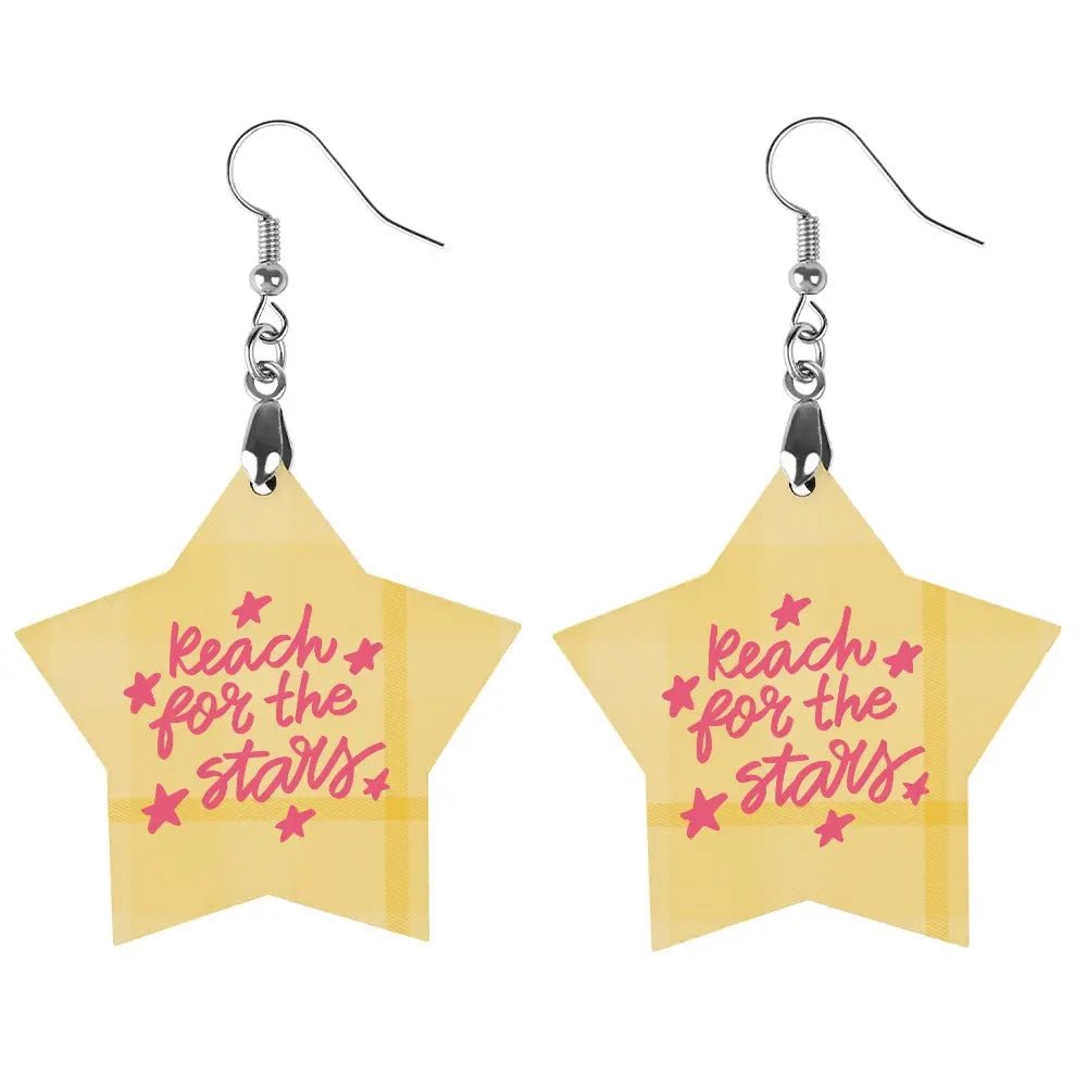 Tartan Wooden Star Earring - Piryoung Shop