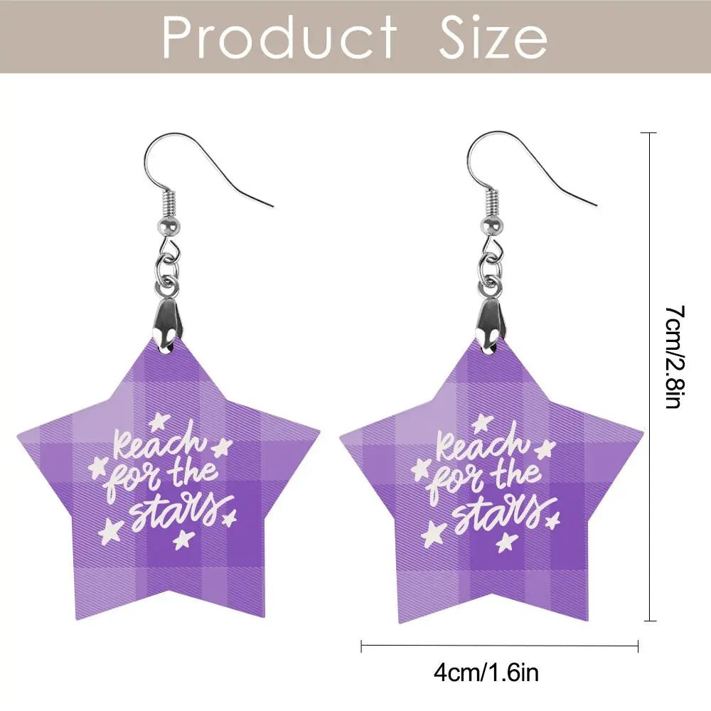 Tartan Wooden Star Earring - Piryoung Shop