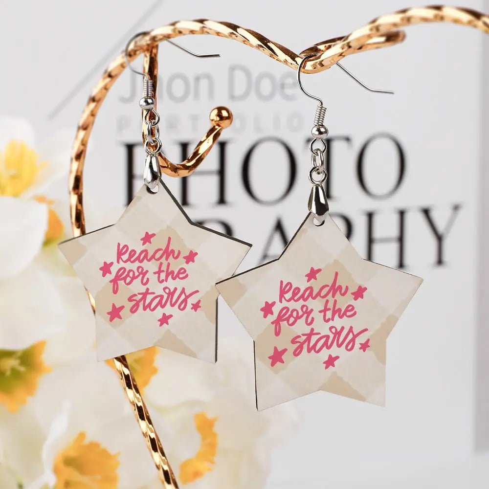 Tartan Wooden Star Earring - Piryoung Shop