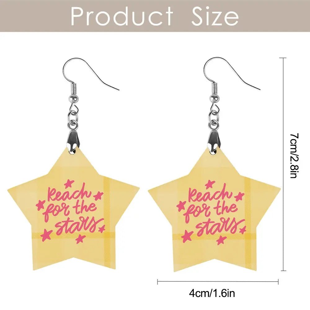 Tartan Wooden Star Earring - Piryoung Shop