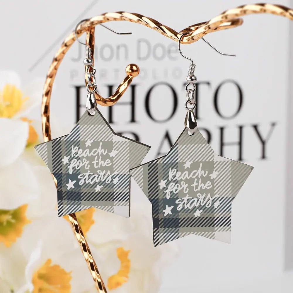 Tartan Wooden Star Earring - Piryoung Shop