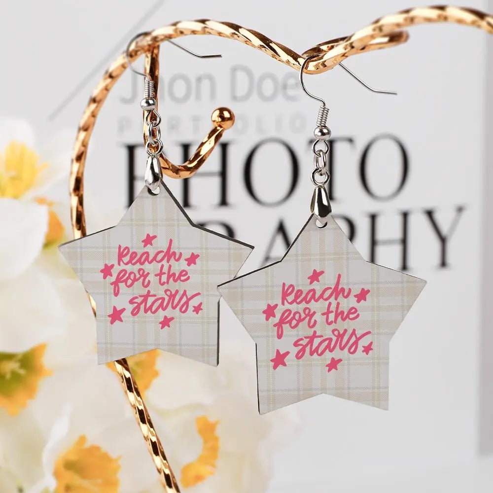 Tartan Wooden Star Earring - Piryoung Shop