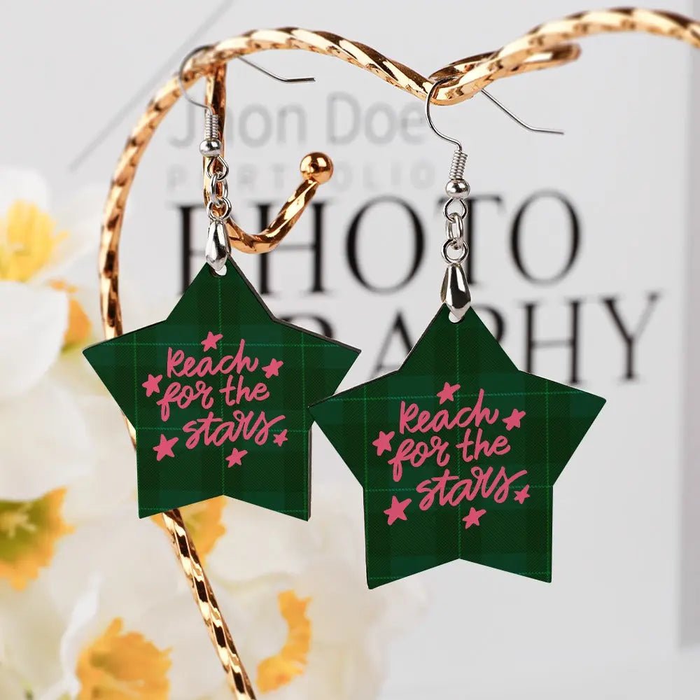 Tartan Wooden Star Earring - Piryoung Shop