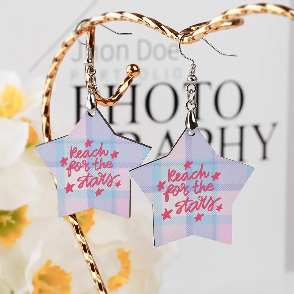 Tartan Wooden Star Earring - Piryoung Shop
