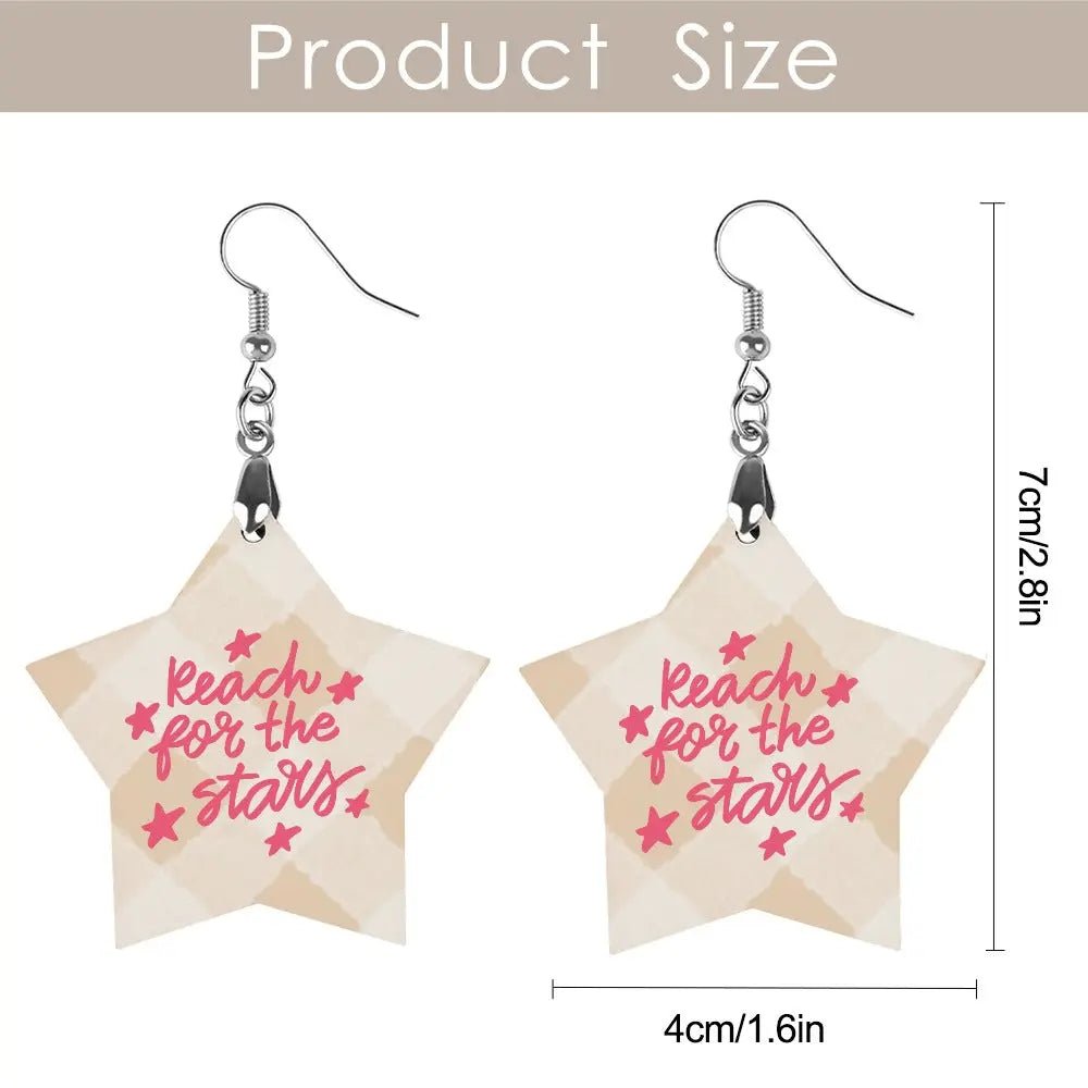 Tartan Wooden Star Earring - Piryoung Shop