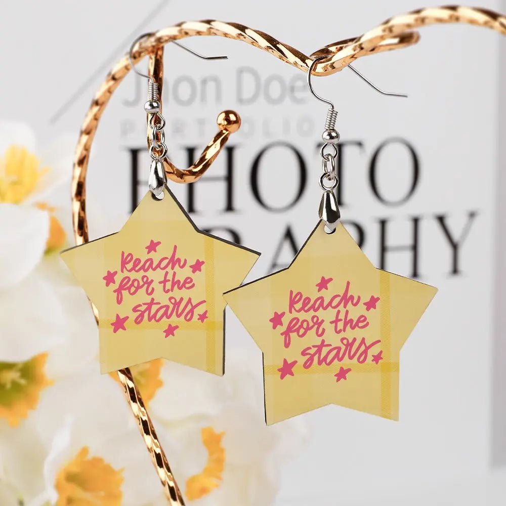Tartan Wooden Star Earring - Piryoung Shop