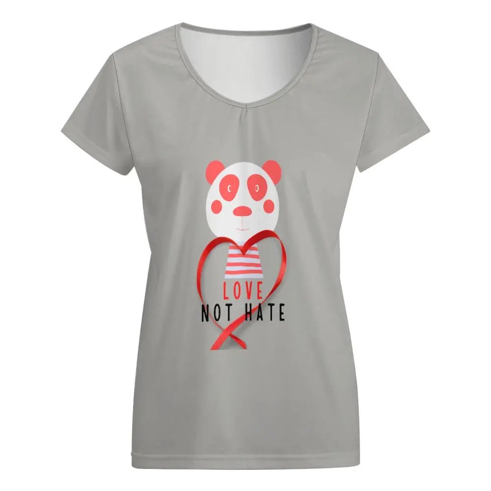 V - neck short sleeve T-shirt - Love not Hate - Piryoung Shop