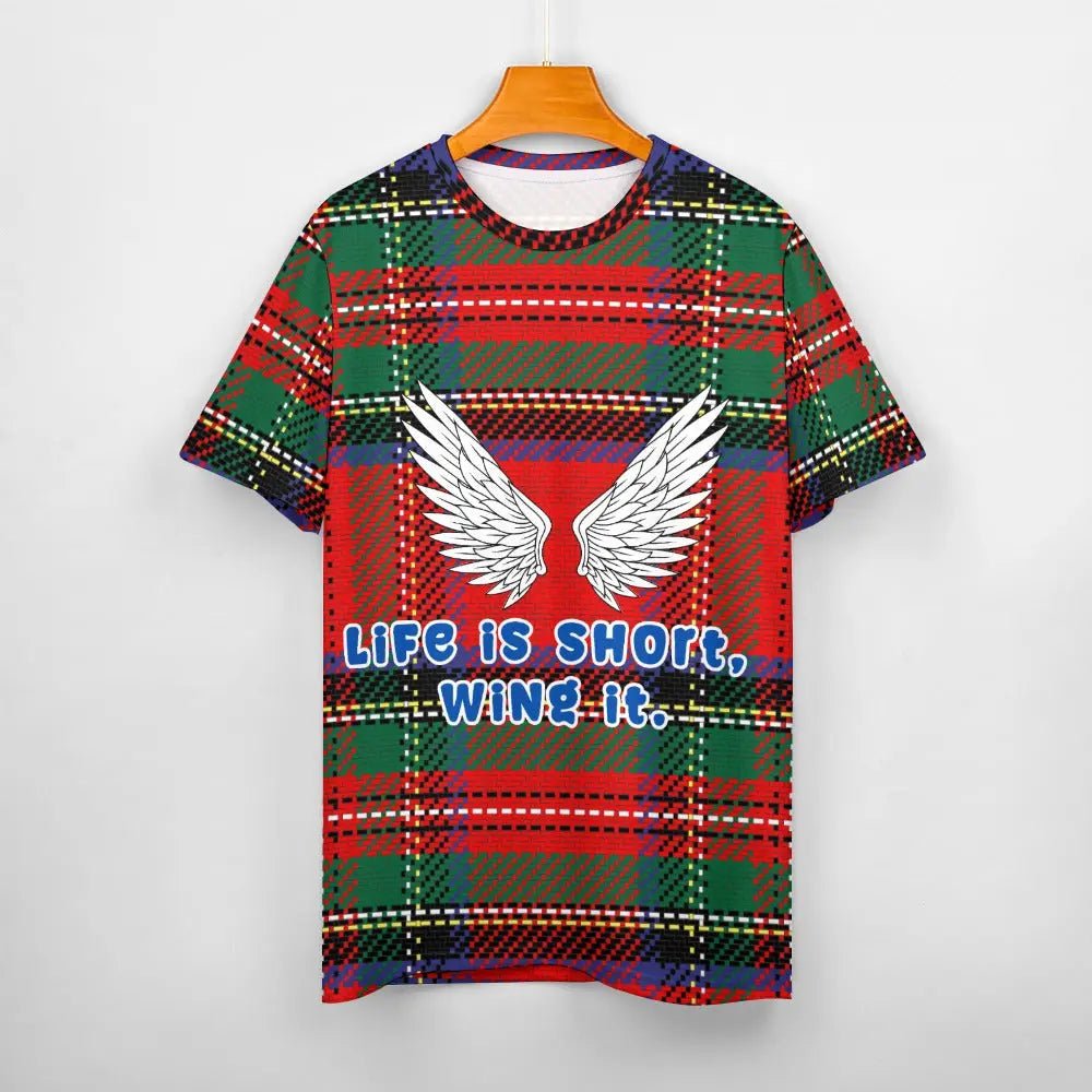 Women's Cotton Scottish Tartan Purple T-Shirt - Piryoung Shop