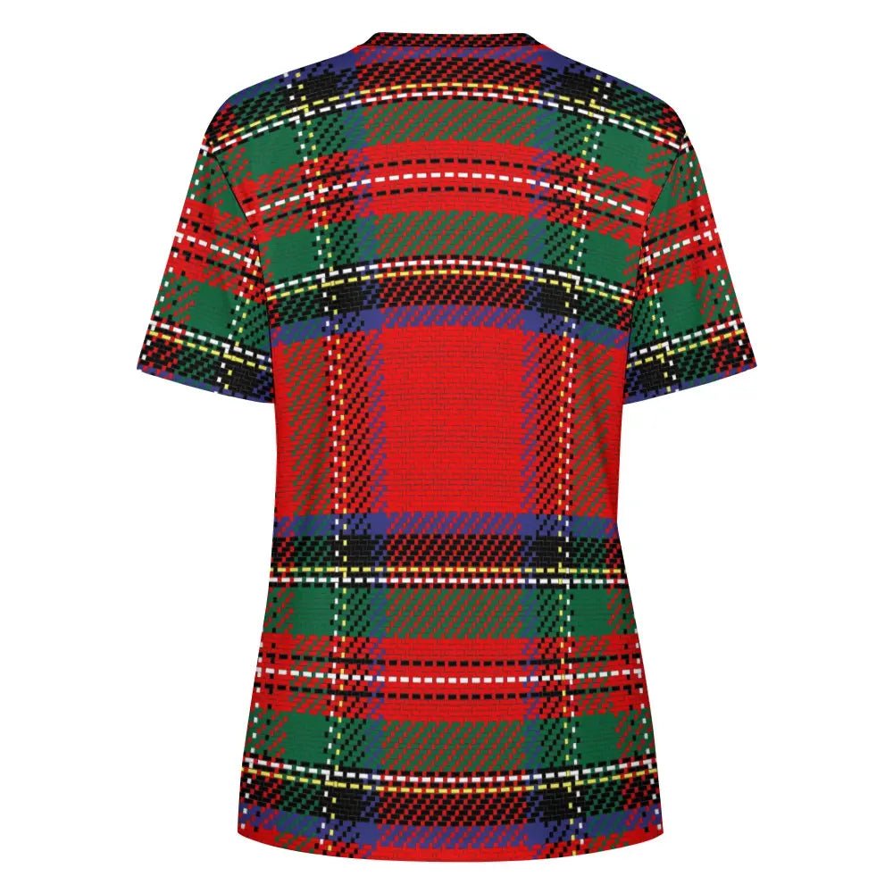 Women's Cotton Scottish Tartan Purple T-Shirt - Piryoung Shop