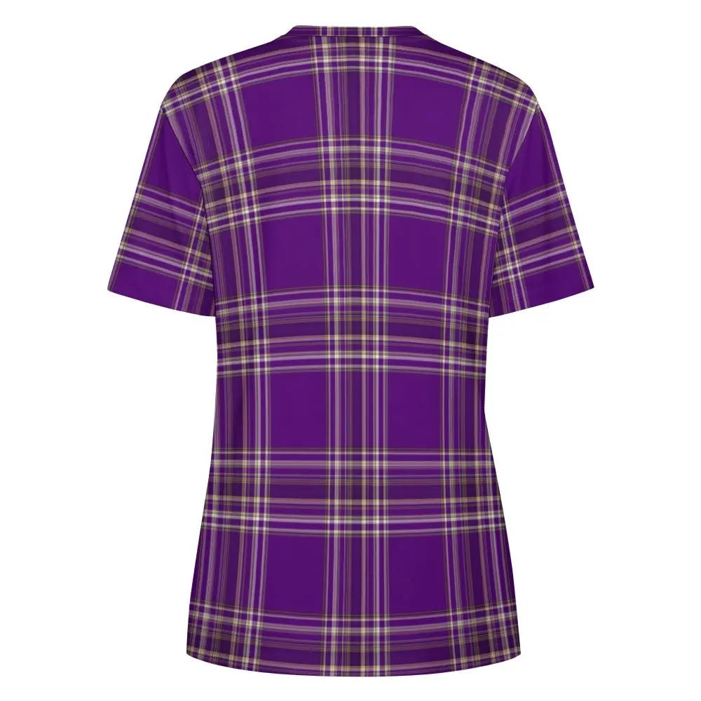 Women's Cotton Tartan Purple T-Shirt - Piryoung Shop
