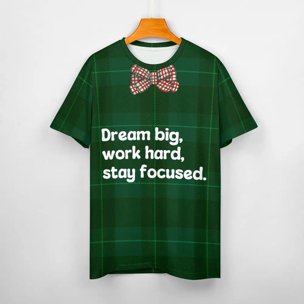 Women's Cotton Tartan T-Shirt - Dream BIG - Piryoung Shop